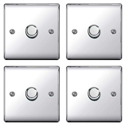 Pack of 4 x BG Nexus NPC81P LED Dimmer Switches 1 Gang 2 Way 400W (Polished Chrome)