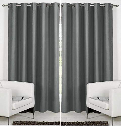 YNYC Presents Heavy Quality Polyester Crush Solid Plain Bright Pannels for HomeOfficeLiving Room in Different Beautiful Colours | Semmi-Transparent | Eyelet Panels | Door 7Feet, Pack of 2, Grey