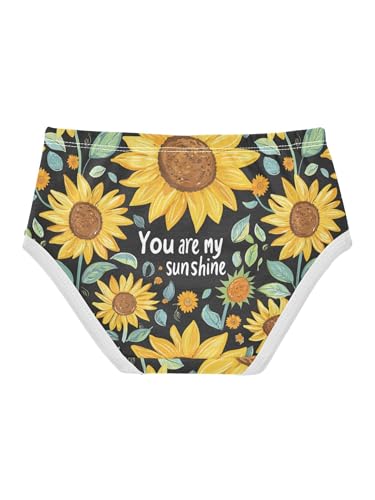 ZZKKO Watercolor Sunflower and Sunshine Lettering Girls Underwear Toddler Panties for Girls Comfort Brief Size 2-8T2