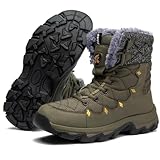 [NEARDREAM] スノーブーツ メンズ スノーシューズ 防寒 雪 冬用 トレッキングシューズ 登山 靴 ボア 裏起毛 ハイカット アウトドア 防滑 軽量 厚底 暖かい アーミーグリーン 25.0