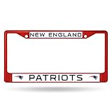 NFL Rico Industries Standard Chrome License Plate Frame, New England Patriots - Red