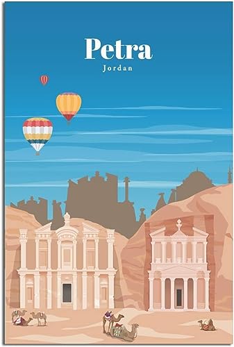 Póster de Petra vintage para decorar el salón, lienzo de viaje de 50x75 cm sin marco
