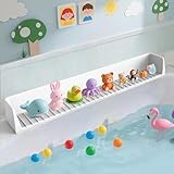 Blgiont Bathtub Splash Guard PlayPad Shelf Area with Strong Suction Cups, Toy Tray Caddy Holder Storage Over Tub, Bathtub Ledge Guard, No Mess Water, Splash Protection Water Barrier for Bathroom-White