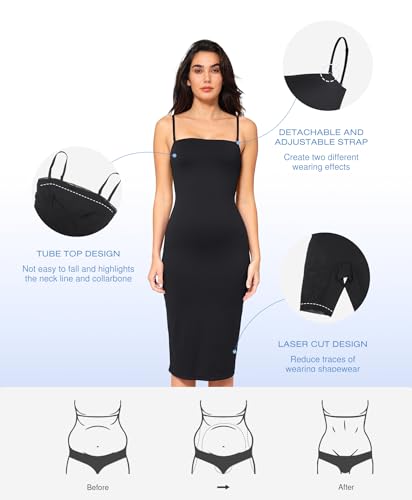 Image of Popilush Bachelorette Dress Maxi Shapewear Dress Long Dresses Built-in Bra Strapless Bodycon Tube Wedding Guest Summer Blue