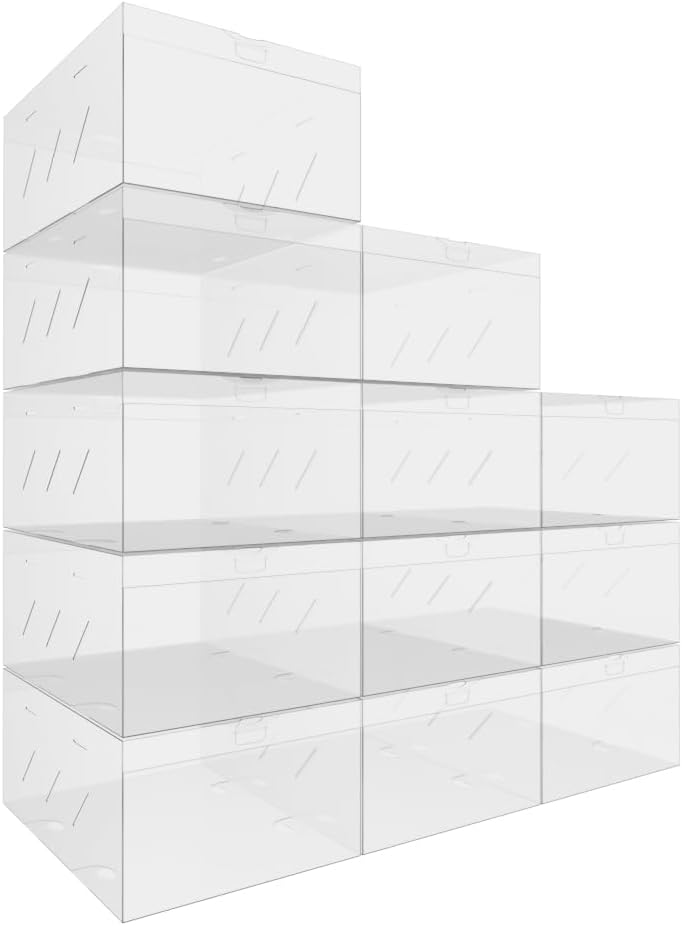 X-Large 12 Piece Shoe Cabinet, Suitable For Transparent Stackable Storage Boxes In Bathroom Wardrobes, Space saving Foldable Shoe Racks, Closet Organizers and Storage.