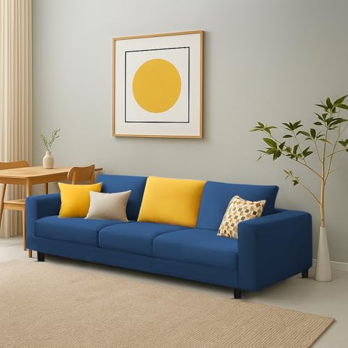 Image of Galib 3 Seater Sofa Set for Living Room (Blue Fabric) Premium Fabric Sofa Set