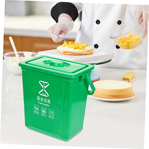 Caneca de basura grande con tapa para cocina verde miniatura 2