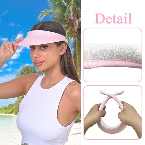Image of Sun Visor Hats Women Wide Brim Adjustable Clip On Visors Beach Men Hat