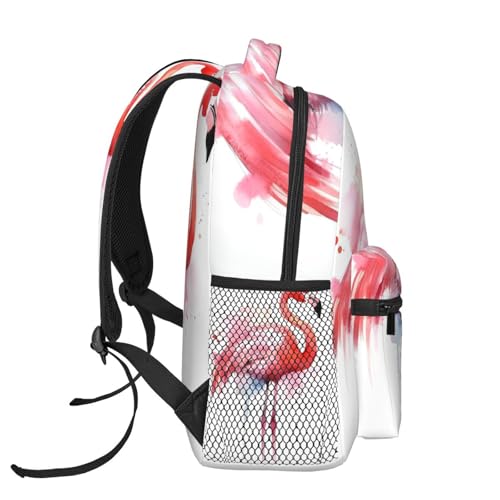 Sac à dos flamant rose aquarelle pour ordinateur portable et travail - 2