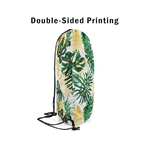 jejeloiu Palm Leaves Drawstring Backpack 13"x15.7" Hawaiian Gym String Bag Summer Tropical Leaves Sports Sackpack Lightweight Rustic Style Botanical Plants Waterproof Cinch Bag4