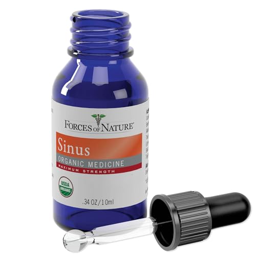 Forces of Nature Sinus Relief Nasal Decongestant, Organic Maximum Strength Homeopathic Medicine, Immune Support & Relief from Congestion, Sinus Pressure, Sneezing, Runny Nose, Non-Drowsy, 10ml