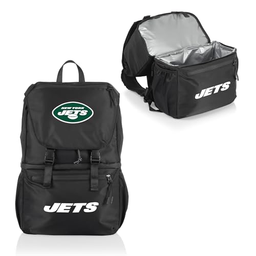 PICNIC TIME NFL New York Jets Tarana Backpack Cooler Made with Recycled Material, Soft Cooler Backpack, Upcycled Cooler Bag, (Carbon Black)