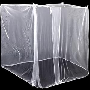 4 Corners Mosquito Net for Mosquiteros para Camas Bed Canopies Netting Bed Drapes Rectangular Mosquito Mesh for Camping Home Outdoor Travel (White,L75 X W59 X H67 Inch,Opening)