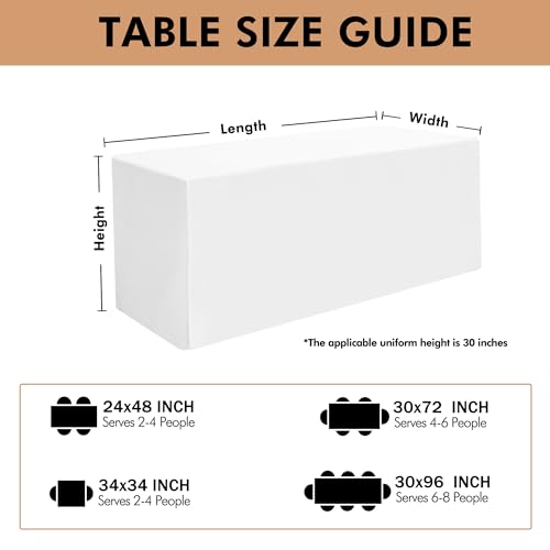 HolidayIdeas 2 Pack Square Fitted Table Covers - 34 x 34 Inch - Fabric Table Clothes Versatile Table Protectors for Folding Table, Parties, Holiday Dinner, Trade Show, Vendor Stand (White) - Thumbnail 4