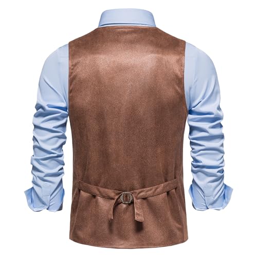 Gilet sans manches en daim MakingDa pour homme avec élégant col en V