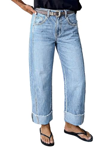 Flamingals Mid Rise Straight Leg Jeans for Women Wash Seam Front