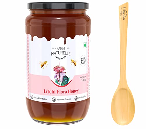 Image of Farm Naturelle Raw Litchi Honey 1200g| Glass Bottle | 100% Pure Unprocessed & Natural Honey | Ayurvedic & Rich in Vitamins and Minerals | Helps Boost Immunity