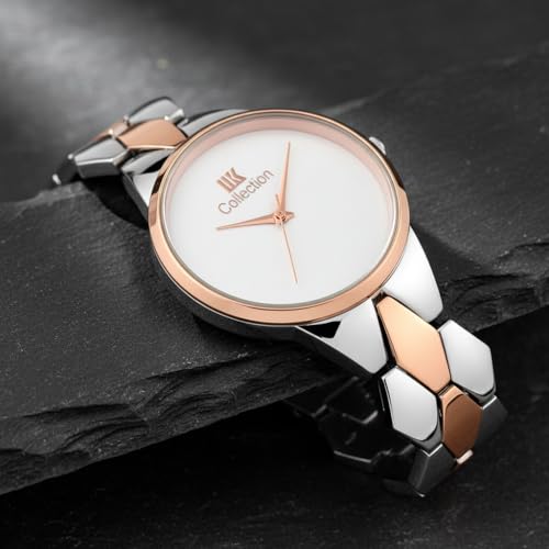 Image of IIK COLLECTION Watch for Women Round Dial |Analogue Quartz Movemnet Ladies Watch|Long Battery Life|Stainless Steel Adjustable Bracelet Chain Strap|Fancy Clasp Safety Watch for Woman