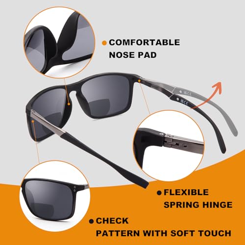 JO Bifocal Reading Glasses Sunglasses 2 Pack - UV400 Protection Fashion Bifocal Sun Reader for Men3