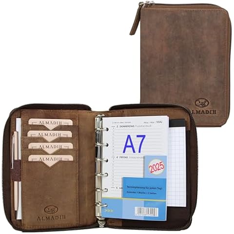 ALMADIH A7 Leather Organizer with Zipper Cover