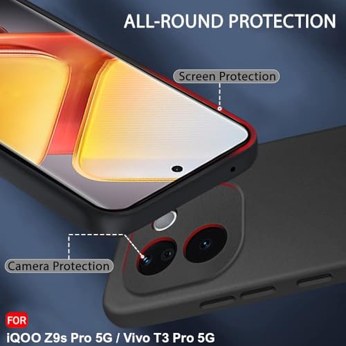 Image of TheGiftKart Sleek Back Cover Case for iQOO Z9s Pro 5G / Vivo T3 Pro 5G | Slim Fit Protective Design | Ultra Matte Finish | Camera Protection Bump | Soft Silicon Back Cover Case (Silicone, Black)