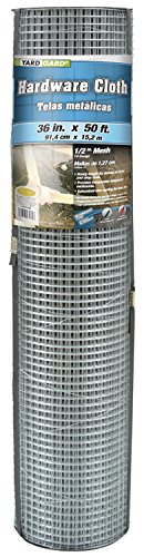 YardGard Hardware Cloth 1/2 Inch Mesh 36 Inch X 50 Foot 19 Gauge Galvanized Steel Wire Fence Ideal for Garden Fence, Cage Fence, Chicken Wire Fencing, Rabbit Fencing, Arts and Crafts, and Yard Fence