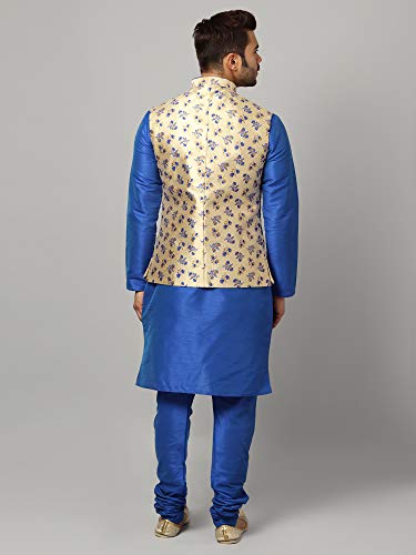Image of Uri and MacKenzie Men's Silk Blend Kurta Churidar Pyjama with Stylish Nehru Jacket