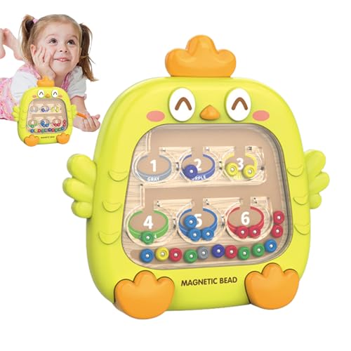 Juguetes de habilidades motoras finas: actividades de aprendizaje, placa de madera educativa única para el crecimiento cognitivo, pista de clasificación de gallos con bolígrafo metálico, equipo académ