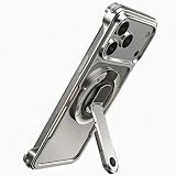 Generic etui kompatybilne z iPhone 17 Pro Max (kolor: srebrny) metalowy zderzak magnetyczny stojak rama boczna tylna obudowa