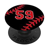 Este regalo de monograma de número de béisbol cuenta con rayas rojas, fondo negro con texto rojo y es un gran regalo de mamá, papá, abuelos o padres de un jugador de béisbol. El número hace de este un regalo más personalizado
