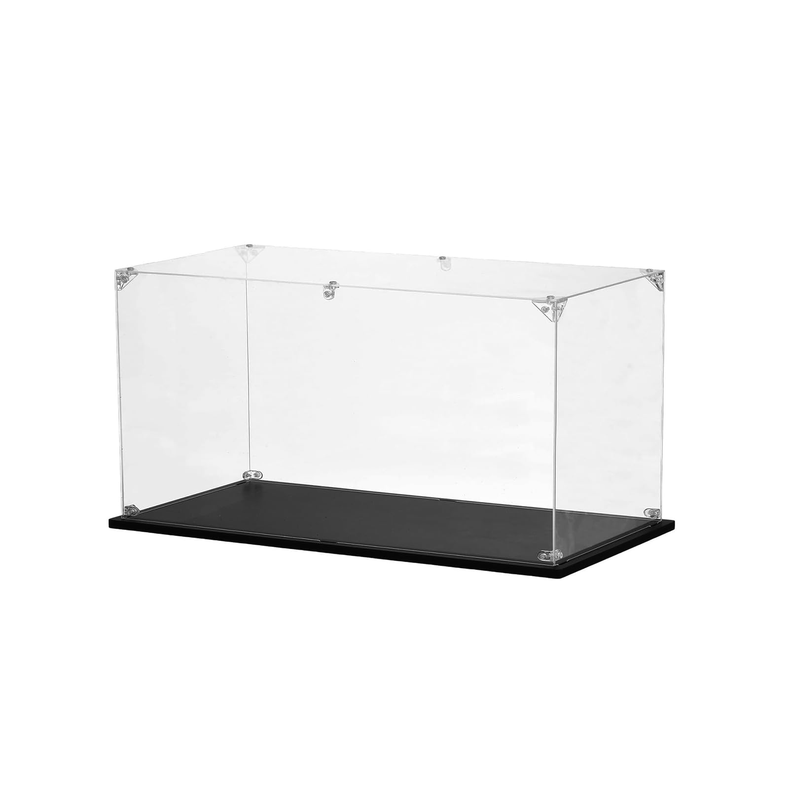Acryl Vitrine 35x25x20cm 3MM Verdicket Vitrine Box Acryl mit schwarzer hölzerner Basis, Staubdichte Schaufenster klar Display Case,für 75375 21319 75380 42204(13.8x9.8x7.9Inch/35x25x20CM)