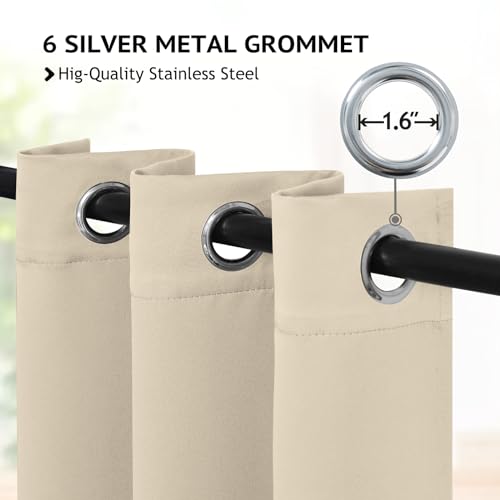 Image of COSVIYA Grommet Room Darkening Beige Curtains 84 inch Long for Bedroom | Light Blocking Insulated Thermal Curtains for Living Room, Blackout Thick Polyester Window Drapes,38x84 inches, 2 Panels