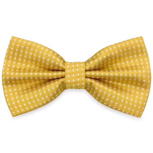 Kids Bow Tie for Boy, Adjustable Pre Tied Neck Bowtie for 3-8 Child & Baby Toddler Party AU-B-T5 (Golden With White Dots)