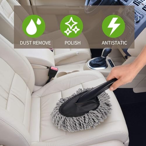 Image of 6 PCS - 3in1 Car Vacuum Microfiber Car Duster Kit|Interior & Exterior Car Cleaning Detailing Tool|Scratch & Lint Free, Pollen Removing|Extendable Long Car Duster (6 PC CAR Combo)