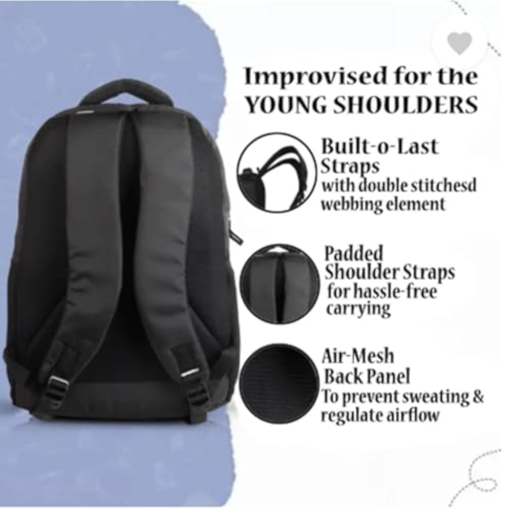 Backbencher Backpack for School & College, Padded Straps