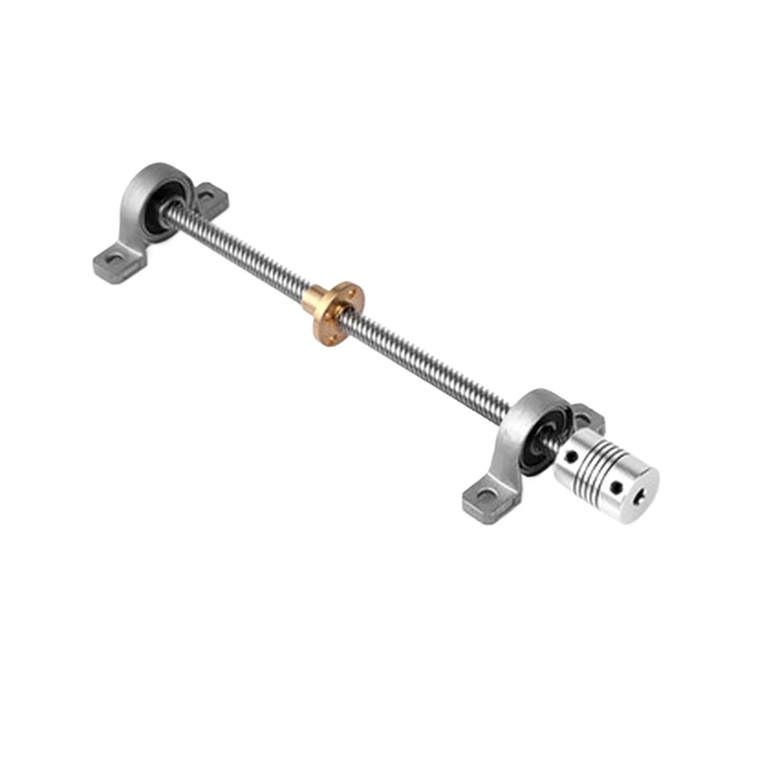 Metal Ball Screw nut 1Set 3D Printer T8 Lead Screw 8mm Lead 4mm Length 100-800mm + Brass Copper Nut + KP08 Bearing Bracket + Flexible Coupling 8x8(100mm)