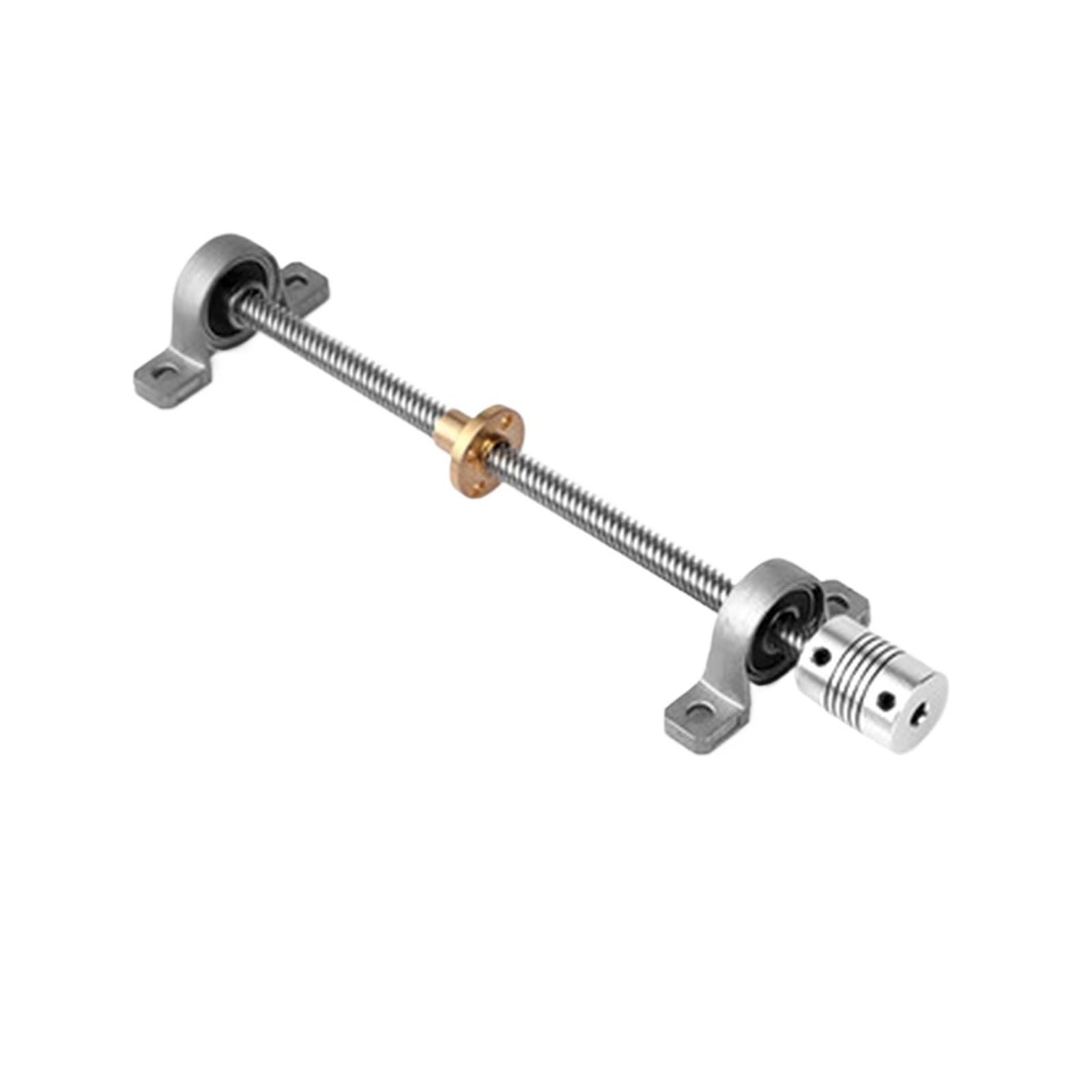 Metal Ball Screw nut 1Set T8 Lead Screw 8mm Pitch 1mm Lead 1mm Length 100-800mm + Brass Copper Nut + KP08 Bearing Bracket + Flexible Coupling 8x8(250mm)