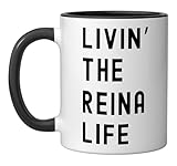 Reina Living The Reina Life Name Ceramic Mug, Black/White