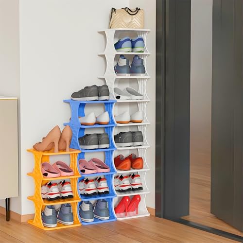 Grande étagère à chaussures étroite empilable robuste pour placard