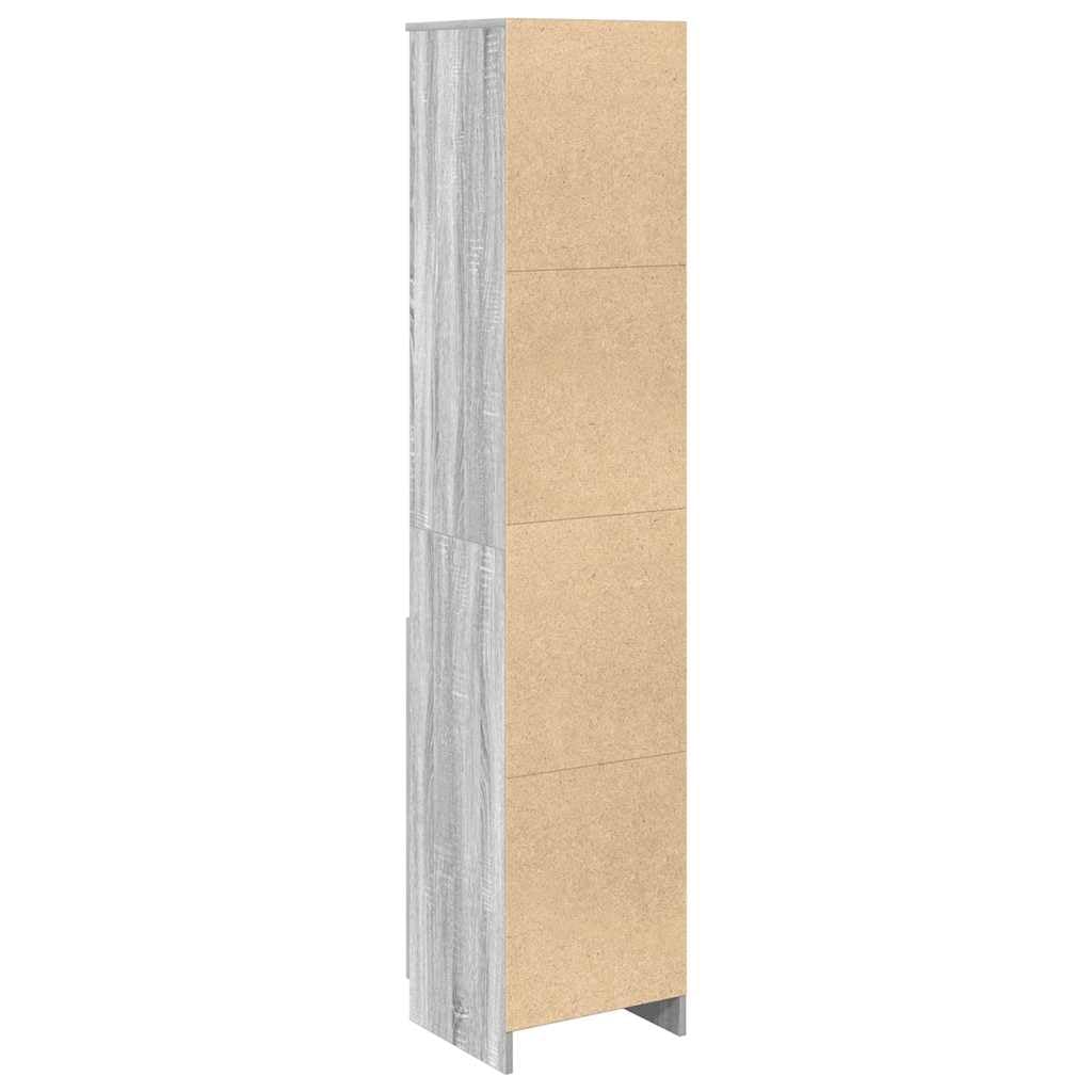 Gris Sonoma Highboard 37,5 x 35 x 180 cm de material de madera con montaje flexible para puerta izquierda o derecha, versátil como armario de cocina o armario de almacenamiento para áreas