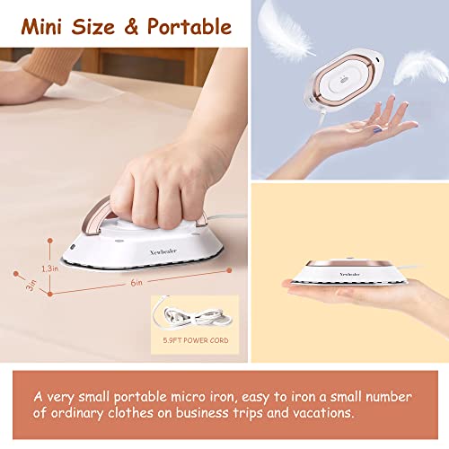 Newbealer Travel Iron With Dual Voltage - 120V/220V Lightweight Dry Iron For Clothes (No Steam), Non-Stick Ceramic Soleplate, 302℉ Mini Heat Press Machine, W/Spray Bottle, Pouch & Silicone Stand #TOP3