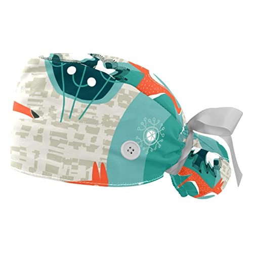 Bonnet de travail cactus (lot de 2) avec bouton et bandeau anti-transpiration