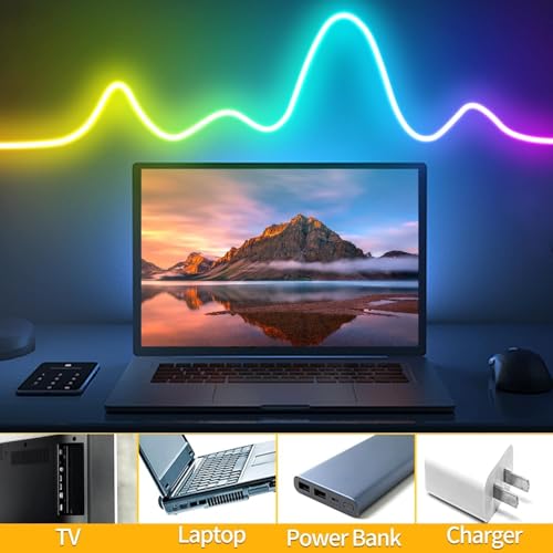 Tira de luces LED neón RGB USB 3 metros miniatura 5