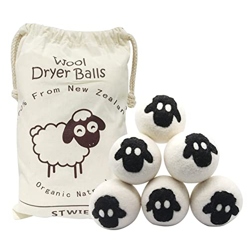 6Packs Tumble Dryer Balls 100% Wool Dryer Ball XL Size Reusable Natural Fabric Softener, Static Reducing Large Felted Laundry Dryer Balls to Save Drying Time and Reduce Wrinkles by STWIE