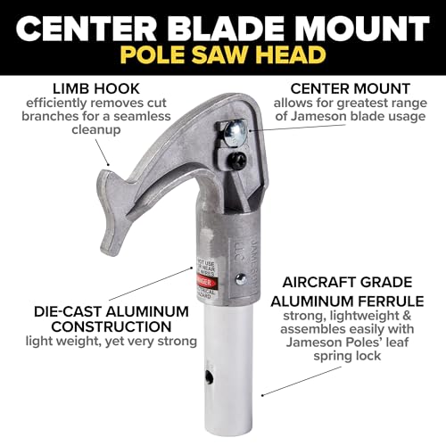 Jameson PS-3FP Pole Saw Head – Center Blade Mount, Corrosion-Resistant Aluminum, Easy Blade Replacement, Lightweight & Durable for Pruning and Tree Trimming