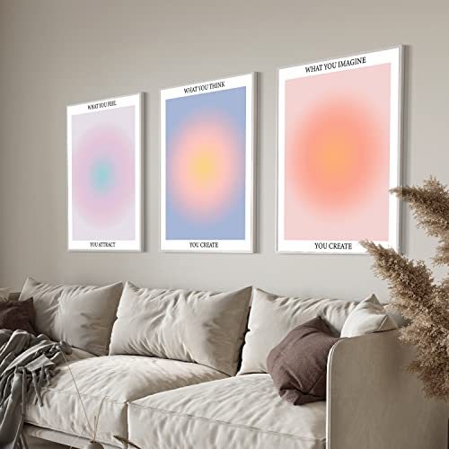 Image of NCYEL 3 Colorful Abstract Posters Room Aesthetic Reiki Gradient Spiritual Affirmation Canvas Wall Art Positive Energy Inspirational Wall Art Bathroom Living Room Apartment Office Girls Room 16x24inx3 Unframed