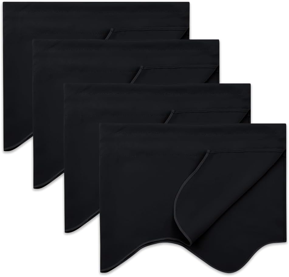 NICETOWN Thermal Insulated Black Out Valances for Windows - W52 x L18 Scalloped Pole Pocket Curtains for Kitchen, Home Decor Small Window Wave Drapes/Draperies for Decor, 4 Panels, Black