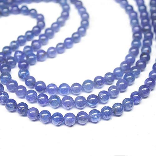 Natural Blue Tanzanite Smooth Round Ball Gemstone Craft Loose Beads Strand Necklace 20" 6mm 5mm by Gemswholesale