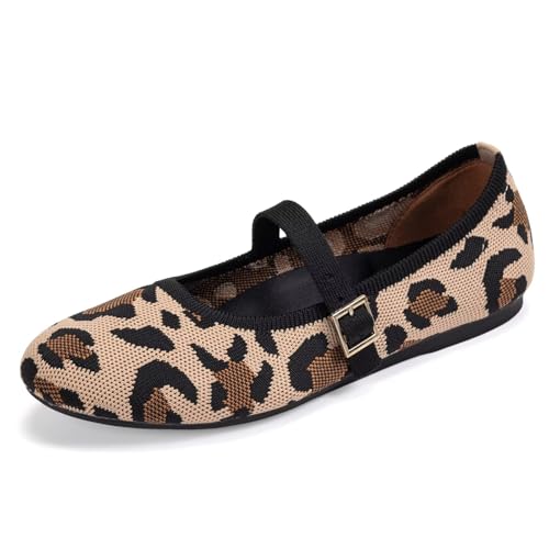 Image of Frank Mully Women's Mary Jane Flats Comfortable Dressy Ballet Flats Casual Round Toe Slip On Washable Knitted Fabric Office Work Woman Shoes