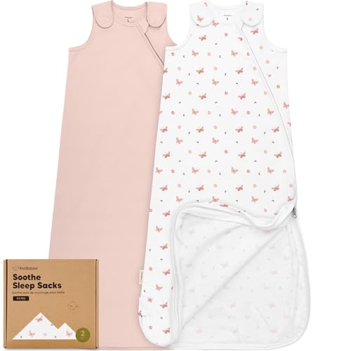 Image of 2-Pack Organic Baby Sleep Sacks, 100% Cotton 0.5TOG (Butterflies, 18-24M) | Soft Breathable, Baby Wearable Blanket, Toddler Sleeping Sack 18-24 Months, Easy to Wear Transitional Swaddles for Newborns